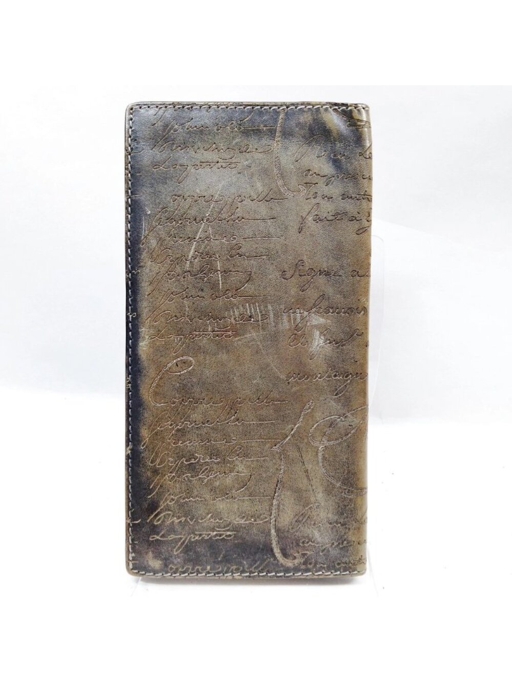 $1695 Authentic BERLUTI Paris Made in ITALY Brown Leather Bifold Long Wallet